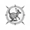tattoo of a miscle kangaroo on crocodile jumping over a compass  tattoo design idea