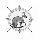 tattoo of a miscle kangaroo on crocodile jumping over a compass  tattoo design idea
