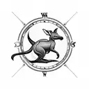 tattoo of a miscle kangaroo on crocodile jumping over a compass  tattoo design idea