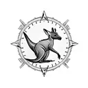 tattoo of a miscle kangaroo on crocodile jumping over a compass  tattoo design idea