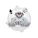 A casino chip with a cactus design, surrounded by playing cards and dice tattoo design idea