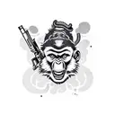 bad monkey with guns and crocodile tattoo design idea