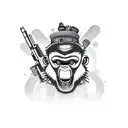 bad monkey with guns and crocodile tattoo design idea