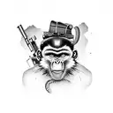 bad monkey with guns and crocodile tattoo design idea