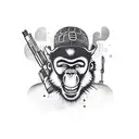 bad monkey with guns and crocodile tattoo design idea