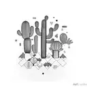 A cactus oasis surrounded by intricate blackwork patterns tattoo design idea