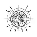 A cactus oasis surrounded by intricate blackwork patterns tattoo design idea