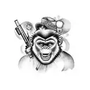 bad monkey with guns tattoo design idea