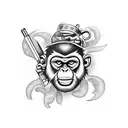 bad monkey with guns tattoo design idea