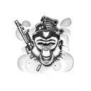bad monkey with guns tattoo design idea