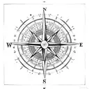 A vintage compass rose surrounded by intricate dotwork patterns tattoo design idea