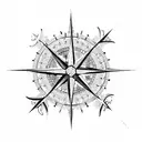 A vintage compass rose surrounded by intricate dotwork patterns tattoo design idea