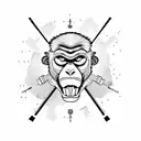 bad monkey with guns tattoo design idea