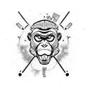 bad monkey with guns tattoo design idea