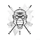 bad monkey with guns tattoo design idea