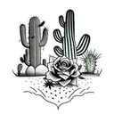 A spade with a trail of cactus leading towards it tattoo design idea