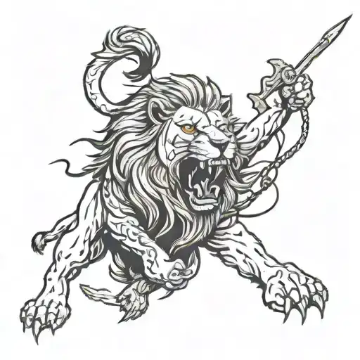 I wanna tattoo the show's violence and a lion. And the lion and David and  goliath being slayed   tattoo design idea