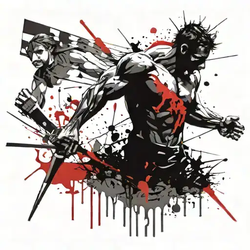 incorporate David and goliath with violence with a modern twist tattoo design idea