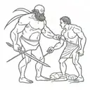 incorporate David and goliath with violence with a modern twist tattoo design idea