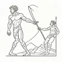 incorporate David and goliath with violence with a modern twist tattoo design idea