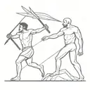 incorporate David and goliath with violence with a modern twist tattoo design idea