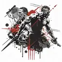 incorporate David and goliath with violence with a modern twist tattoo design idea