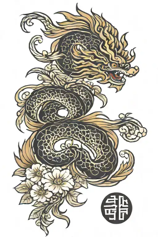 korean tradition and symbol tattoo design idea