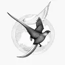gliding Bird carrying a long sword tattoo design idea