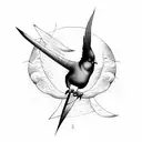 gliding Bird carrying a long sword tattoo design idea