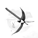 gliding Bird carrying a long sword tattoo design idea