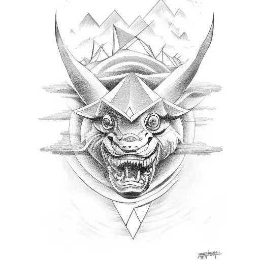 Noah's ark in a storm tattoo design idea