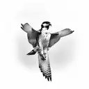 sleek diving peregrine falcon moving fast through the air tattoo design idea