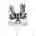 sleek diving peregrine falcon moving fast through the air tattoo design idea