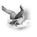 sleek diving peregrine falcon moving fast through the air tattoo design idea