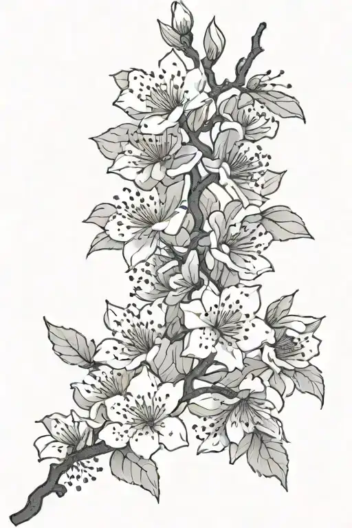 lust cherry blossom death tattoo design idea