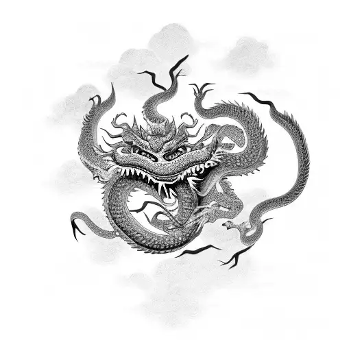 Chinese Dragon, Tiger, Leapard, Crane and Snake tattoo design idea