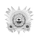 lion and eagle and sunflower and cardinal and globe tattoo design idea