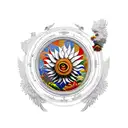 lion and eagle and sunflower and cardinal and globe tattoo design idea