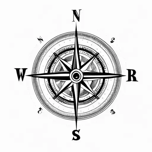 compass with libra sign tattoo design idea