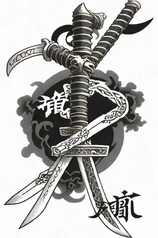 Japanese katana with the word "sori" tattoo design idea
