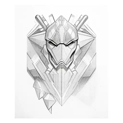 Marvel-inspired geometric sleeve tattoo design idea