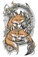 two foxes in lov, they are in the circle of yin and yang  tattoo design idea