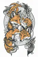 two foxes in lov, they are in the circle of yin and yang  tattoo design idea