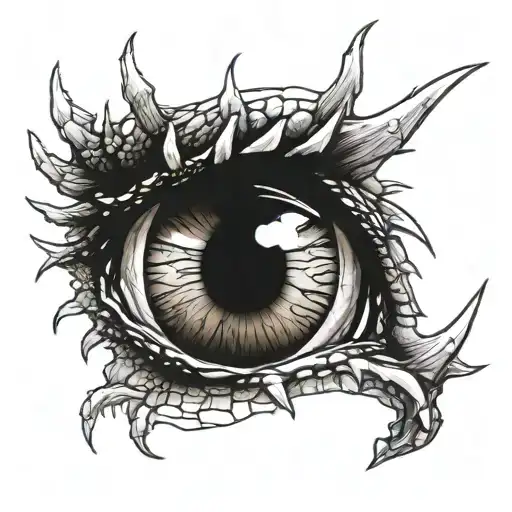 Dragon's eye with teeth around it tattoo design idea