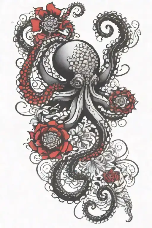 Octopus hugging flower mandala tattoo design idea