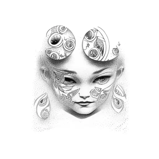 Mother wit two children tattoo design idea