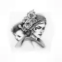 Mother wit two children tattoo design idea