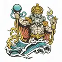 king neptune waves power tattoo design idea