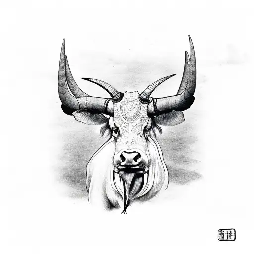 chinese ox horns tattoo design idea
