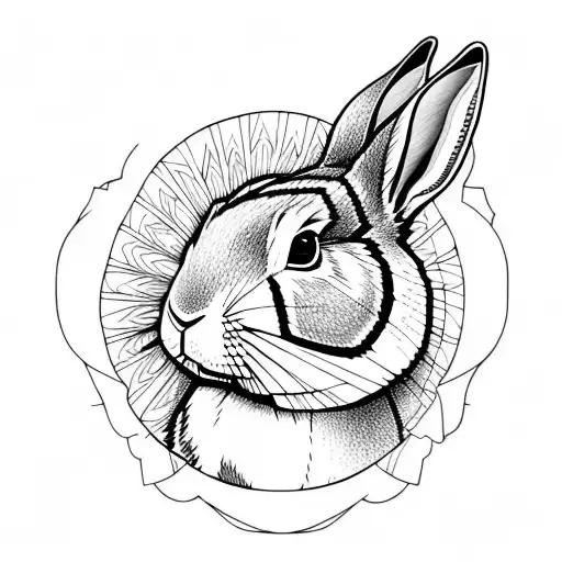 fine line rabbit tattoo design idea